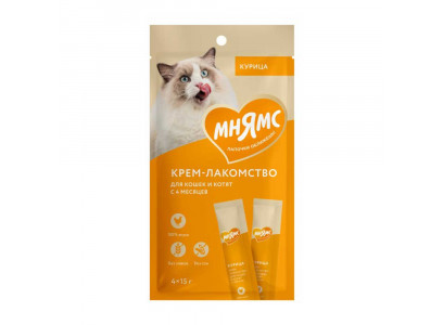 Крем-Лакомство Для Кошек Мнямс Курица 15г 4шт 