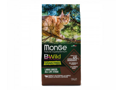 Сухой Корм Monge (Монж) Для Кошек Крупных Пород Мясо Буйвола Cat Bwild Grain Free 1,5кг 