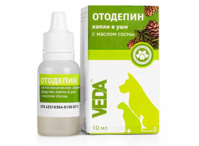 Отодепин Капли Ушные Для Кошек и Собак Гигиенические VEDA (Веда) 10мл 