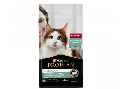 Сухой Корм Pro Plan (ПроПлан) Для Стерилизованных Кошек Для Снижения Аллергенов в Кошачьей Шерсти Лосось Live Clear 1,4кг (1*6) 