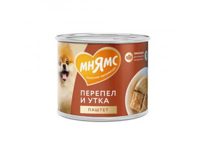 Консервы Для Собак Мнямс Утка и Перепелка Паштет Сильный Иммунитет 200г 