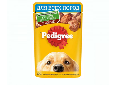 Влажный Корм Pedigree (Педигри) Для Собак Кролик и Индейка в Соусе 85г (1*28) 
