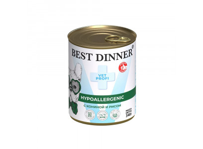 Консервы Для Собак Best Dinner (Бест Диннер) При Аллергии Конина и Рис Exclusive Hypoallergenic 340г 