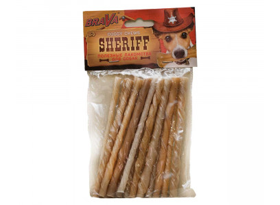 Лакомство Brava (Брава) Шериф Sheriff Для Собак Сыромятная Витая Палочка 5 12,5см 10г Hp-T-0013b