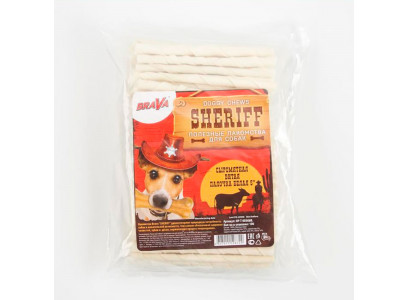 Лакомство Для Собак Brava (Брава) Шериф Sheriff Сыромятная Витая Палочка Белая 5 12,5см 100шт Hp-T-0036bb 