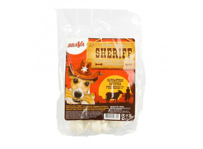 Лакомство Для Собак Сыромятная Косточка Узел Белая 3 7,5см 10шт Brava Sheriff (Брава Шериф) Hp-J-0002b