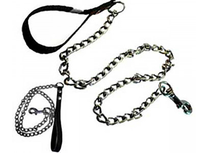 Поводок Цепь Для Собак с Кожаной Ручкой BraVa (Брава) 2мм Арт510 