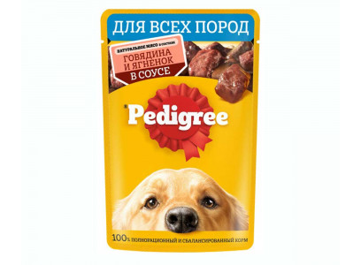Влажный Корм Pedigree (Педигри) Для Собак Говядина и Ягненок в Соусе 85г (1*28) 