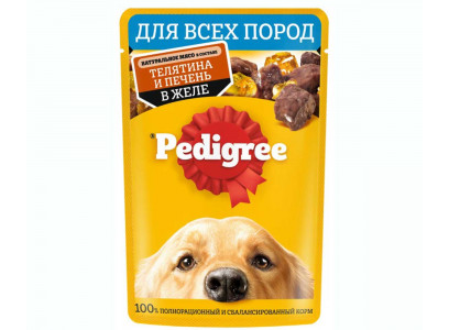 Влажный Корм Pedigree (Педигри) Для Собак Телятина и Печень в Желе 85г (1*28) 