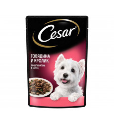 Влажный Корм Cesar (Цезарь) Для Собак Говядина Кролик и Шпинат в Соусе 85г (1*28)