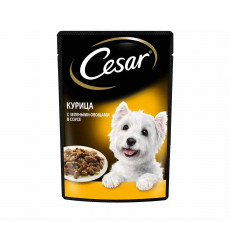 Влажный Корм Cesar (Цезарь) Для Собак Курица и Зеленые Овощи в Соусе 85г (1*28)