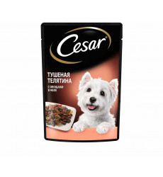 Влажный Корм Cesar (Цезарь) Для Собак Тушеная Телятина и Овощи в Соусе 85г (1*28)