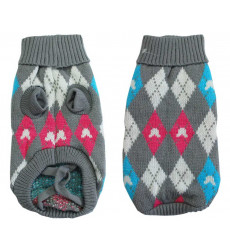 Свитер Для Собак Мелких Пород Уют Нм22м Серый с Ромбами 30см