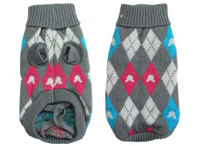 Свитер Для Собак Мелких Пород Уют Нм22м Серый с Ромбами 30см
