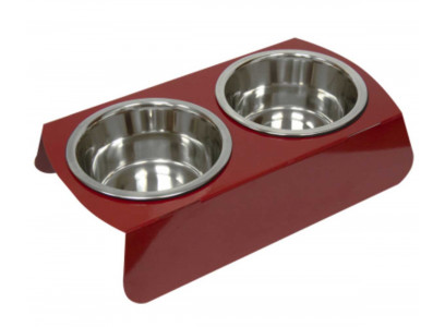 Подставка Для Кошек и Собак Зооник Двойная Металлические Миски 180мл + 350мл Красный 08840-10 