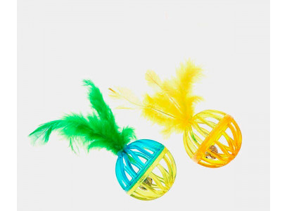 Игрушка Brava (Брава) Завитушки С Пером 2-Шарика c Бубенчиком 4см 5178809 (1*2)