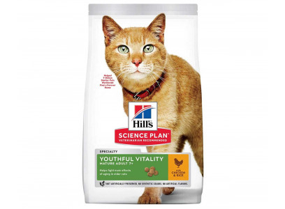 Hills (Хиллс) Science Plan Senior Vitality Mature Adult 7+ Chicken & Rice Сухой Корм Для Пожилых Кошек Старше 7 Лет Курица и Рис 1,5кг (1*6) 608263