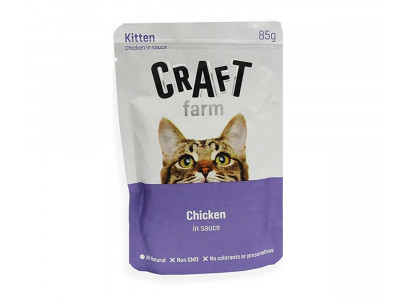 Влажный Корм Craft Farm (Крафт Фарм) Для Котят Курица в Соусе 85г 
