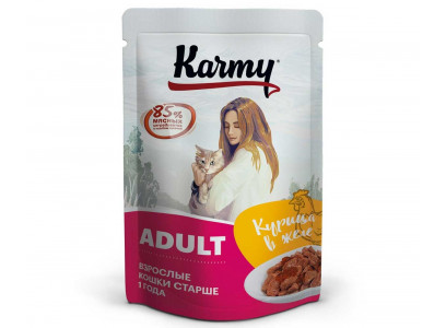 Влажный Корм Karmy (Карми) Для Кошек Курица в Желе Adult 80г (1*24) 