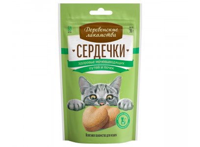 Сердечки Здоровье Почек Деревенские Лакомства Для Кошек 30г 76050762  
