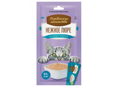 Нежное Пюре Из Тунца Деревенские Лакомства Для Кошек 4*10г 72590850 