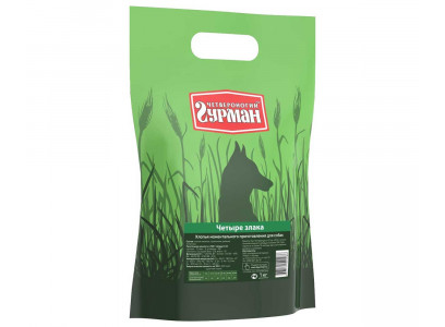 Каша Для Собак Четвероногий Гурман Четыре Злака Зеленый Пакет (Овес, Пшено, Рожь, Ячмень) 1кг