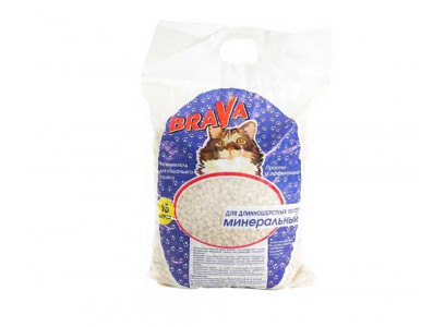 Наполнитель Для Кошачьего Туалета BRAVA (Брава) Для Длинношёрстных Кошек Минеральный Синий 15л 