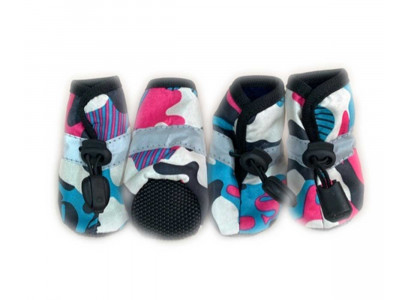 Сапожки Для Собак Миниатюрных Пород Милитари Спорт 1 Голубой/Розовый Pet Fashion (Пет Фешн) 