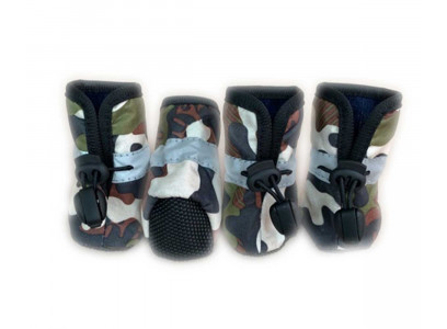 Сапожки Для Собак Миниатюрных Пород Милитари Спорт 3 Коричневый/Хаки Pet Fashion (Пет Фешн) 