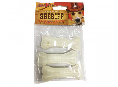 Лакомство Для Собак Brava (Брава) Шериф Sheriff Кость Из Жил Белая 3/7,5см 3шт (1*72)