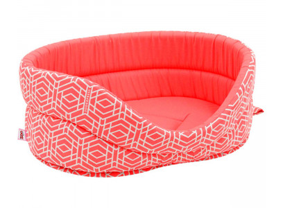 Лежанка Геометрия Бязь №6 68*52*19см Коралловая Zooexpress (Зооэкспресс) 750567