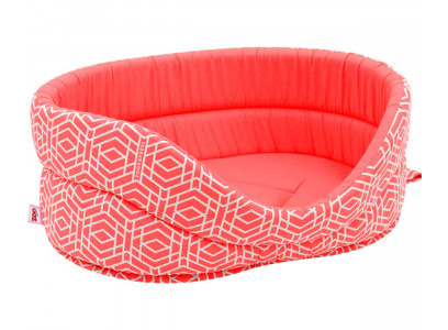Лежанка Геометрия Бязь №8 78*58*21см  Коралловая Zooexpress (Зооэкспресс) 750587