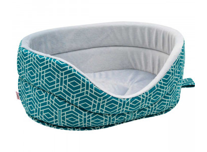 Лежанка Геометрия Бязь/Плюш №1 40*27*16см 750718 Морская Волна Zooexpress (Зооэкспресс)
