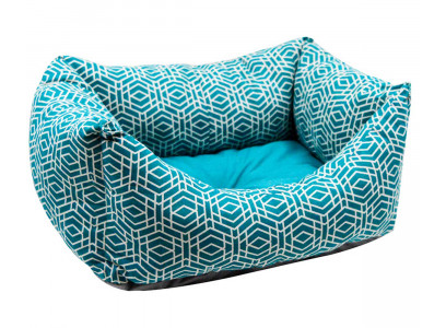 Лежанка Геометрия Бязь/Плюш №2 43*30*16см Морская Волна Zooexpress (Зооэкспресс) 750728
