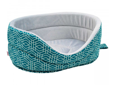 Лежанка Геометрия Бязь/Плюш №6 68*52*19см Морская Волна Zooexpress (Зооэкспресс) 750768