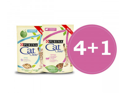 Влажный Корм Cat Chow (Кэт Чау) Для Котят Индейка и Ягненок 85г 4+1 АКЦИЯ 