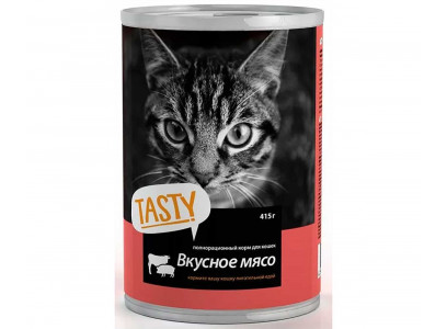 Консервы Tasty (Тэсти) Для Кошек Мясное Ассорти в Соусе 415г (1*12) 