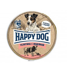 Консервы Для Собак Мелких Пород Happy Dog (Хэппи Дог) Телятина и Индейка Паштет Natur Line 125г 72249