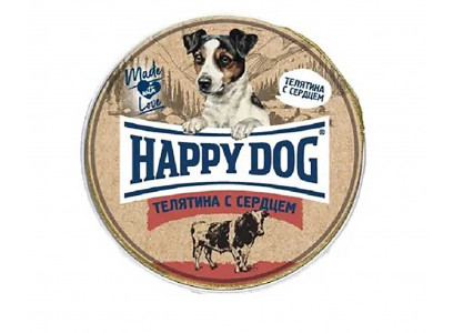Консервы Для Собак Мелких Пород Happy Dog (Хэппи Дог) Телятина и Сердце Паштет Natur Line 125г 72251 