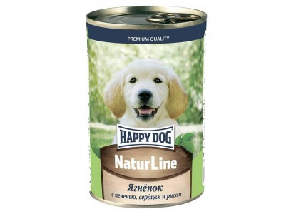 Консервы Для Щенков Happy Dog (Хэппи Дог) Ягненок Печень Сердце и Рис Natur Line 410г (1*20) 72240 