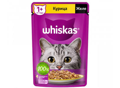 Влажный Корм Whiskas (Вискас) Для Кошек Курица в Желе 75г (1*28) 