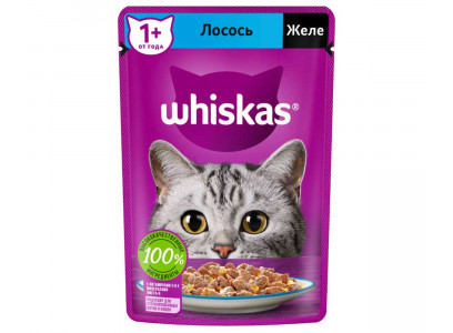 Влажный Корм Whiskas (Вискас) Для Кошек Лосось в Желе 75г (1*28) 