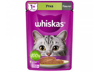 Влажный Корм Whiskas (Вискас) Для Кошек Мясной Паштет Утка 75г (1*28) 