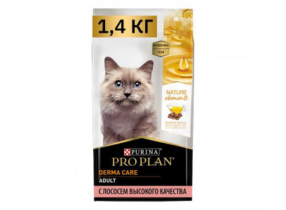 Сухой Корм Pro Plan (ПроПлан) Для Кошек с Чувствительной Кожей и Шерстью Лосось и Льняное Масло Nature Elements Cat Derma Care 1,4кг 