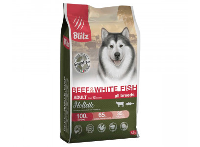 Сухой Корм Blitz (Блиц) Для Собак Говядина и Белая Рыба Беззерновой Holistic Beef & White Fish Adult Dog All Breeds Grain Free GF 1,5кг 605579 