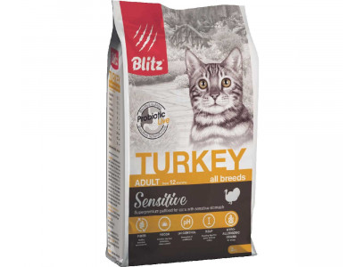 Сухой Корм Blitz (Блиц) Для Кошек с Чувствительным Пищеварением Индейка Sensitive Turkey Adult Cat All Breeds 2кг 680269 