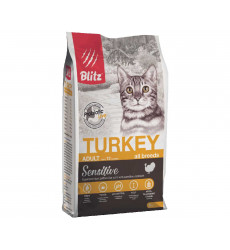 Сухой Корм Blitz (Блиц) Для Кошек с Чувствительным Пищеварением Индейка Sensitive Turkey Adult Cat All Breeds 400г 680160