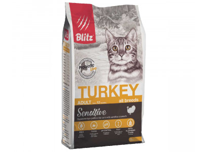 Сухой Корм Blitz (Блиц) Для Кошек с Чувствительным Пищеварением Индейка Sensitive Turkey Adult Cat All Breeds 400г 680160 
