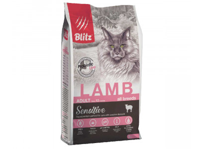 Сухой Корм Blitz (Блиц) Для Кошек Ягненок Sensitive Lamb Adult Cats All Breeds 2кг 680276 