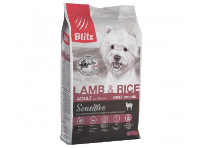 Сухой Корм Blitz (Блиц) Для Собак Мелких Пород с Чувствительным Пищеварением Ягненок и Рис Sensitive Lamb & Rice Adult Dog Small Breeds 2кг 680634 